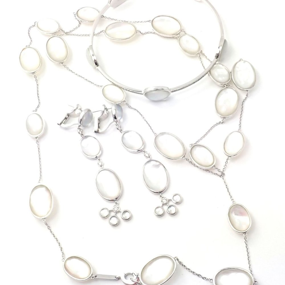 Ivanka Trump Bubble 18k Gold Diamond Crystal MOP Set Necklace Bracelet Earrings